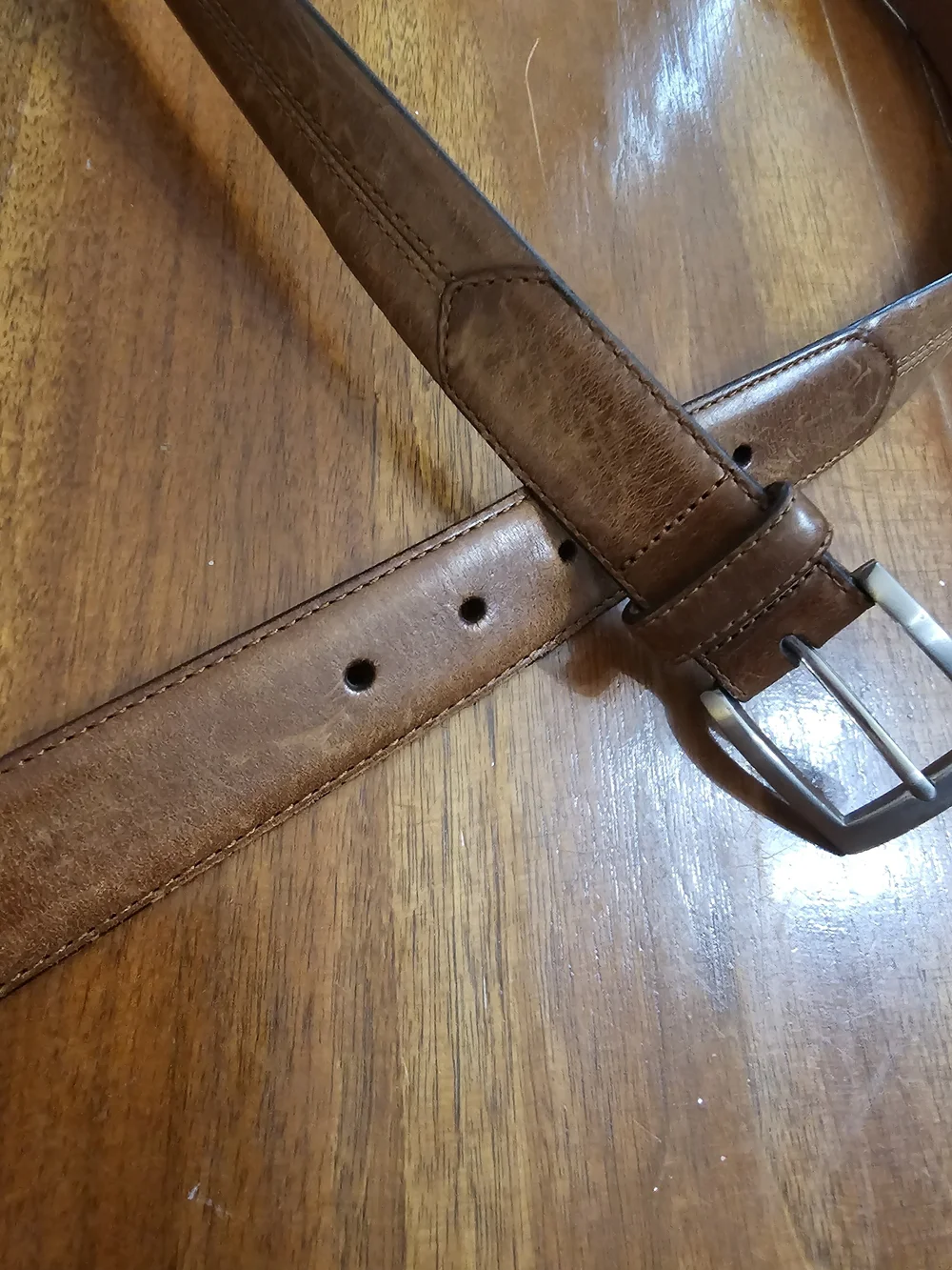 Cole Haan Brown Leather Belt with Silver Buckle